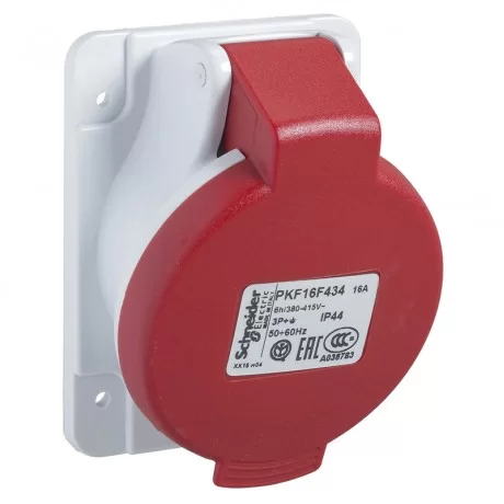 Контакт за монтаж на табло Pratika, прав, винт.свърз.- 16A- 3P+E- 380/415V AC  PKF16F434 SCHNEIDER ELECTRIC