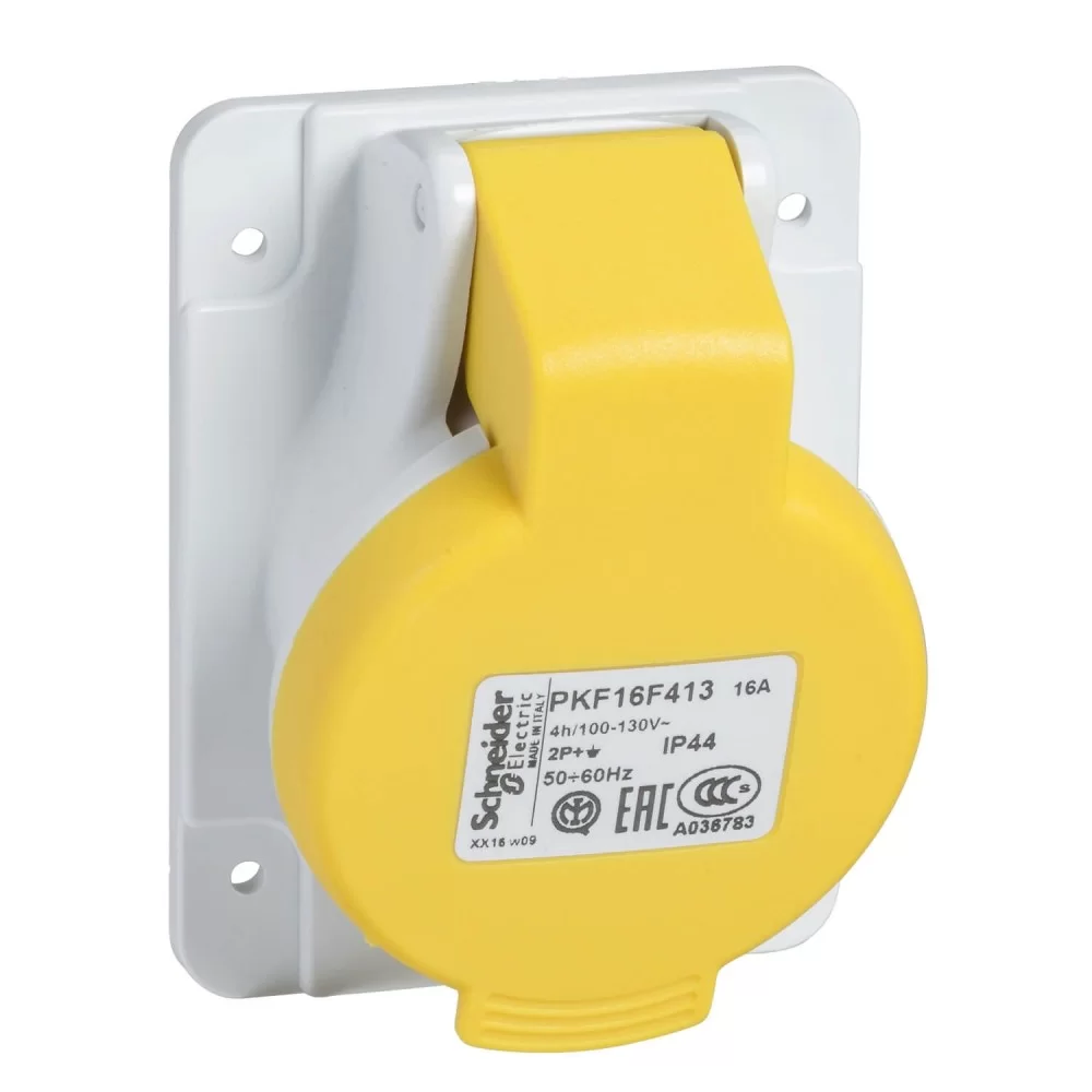 Контакт за монтаж на табло Pratika, прав, винт.свърз.- 16A- 2P+E- 100/130V AC PKF16F413 SCHNEIDER ELECTRIC