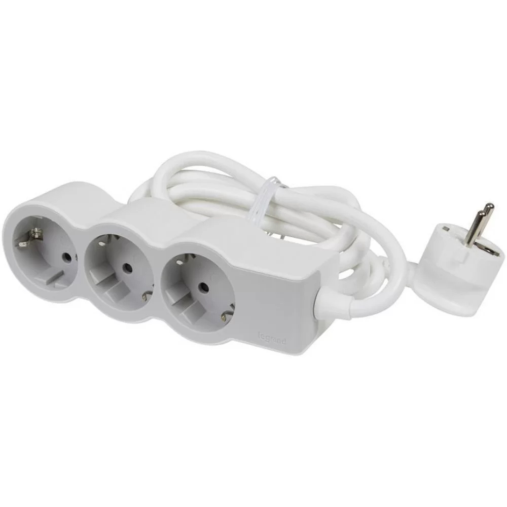 Разклонител БЯЛ 3x2P+E с кабел 1.5 метра / 1.5mm2 Standard NEW Legrand 694549 LEGRAND