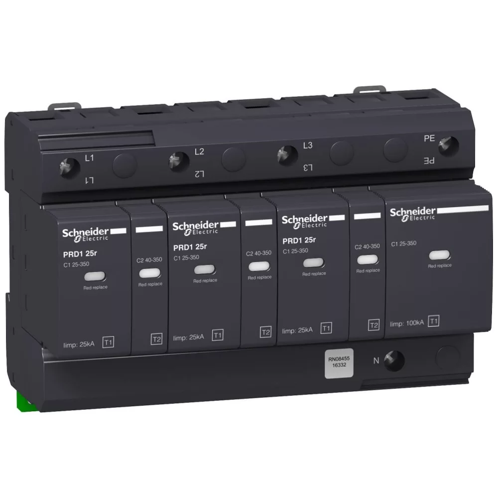 PRD1 25r мод. катоден отводител  3 полюса + N  350V с дист. трансфер на данни 16332 SCHNEIDER ELECTRIC