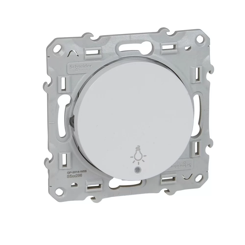 Бутон 10А със символ осветление с безвинтови клеми Odace с глим лампа S520296 SCHNEIDER ELECTRIC