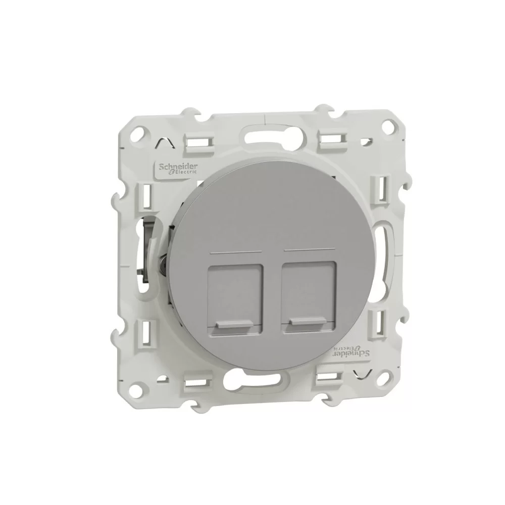 Розетка мрежова(интернет) 2 излаза RJ45 cat.6 STP алуминий Odace S530486 SCHNEIDER ELECTRIC