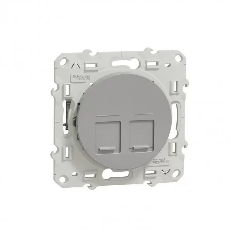 Розетка мрежова(интернет) 2 излаза RJ45 cat.6 STP алуминий Odace S530486 SCHNEIDER ELECTRIC