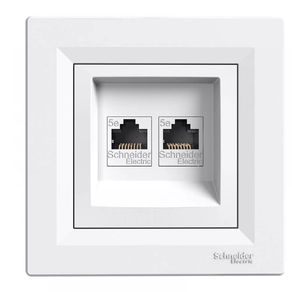 Розетка мрежова(интернет) 2RJ45 сat5e UTP бял EPH4400121 SCHNEIDER ELECTRIC