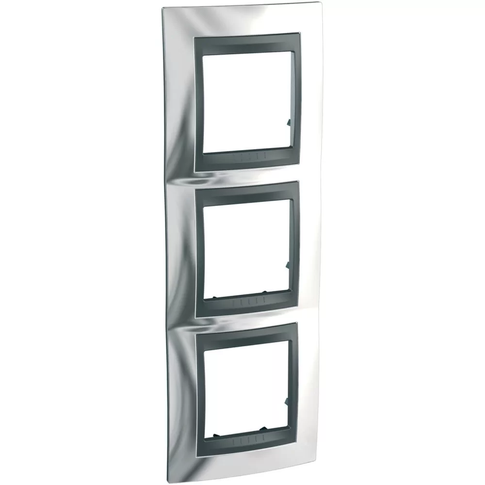 Декоративна рамка Unica Top тройна хром/ графит MGU66.006.210 SCHNEIDER ELECTRIC