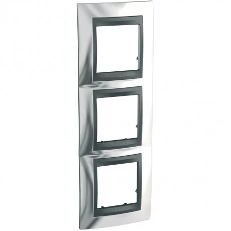 Декоративна рамка Unica Top тройна хром/ графит MGU66.006.210 SCHNEIDER ELECTRIC