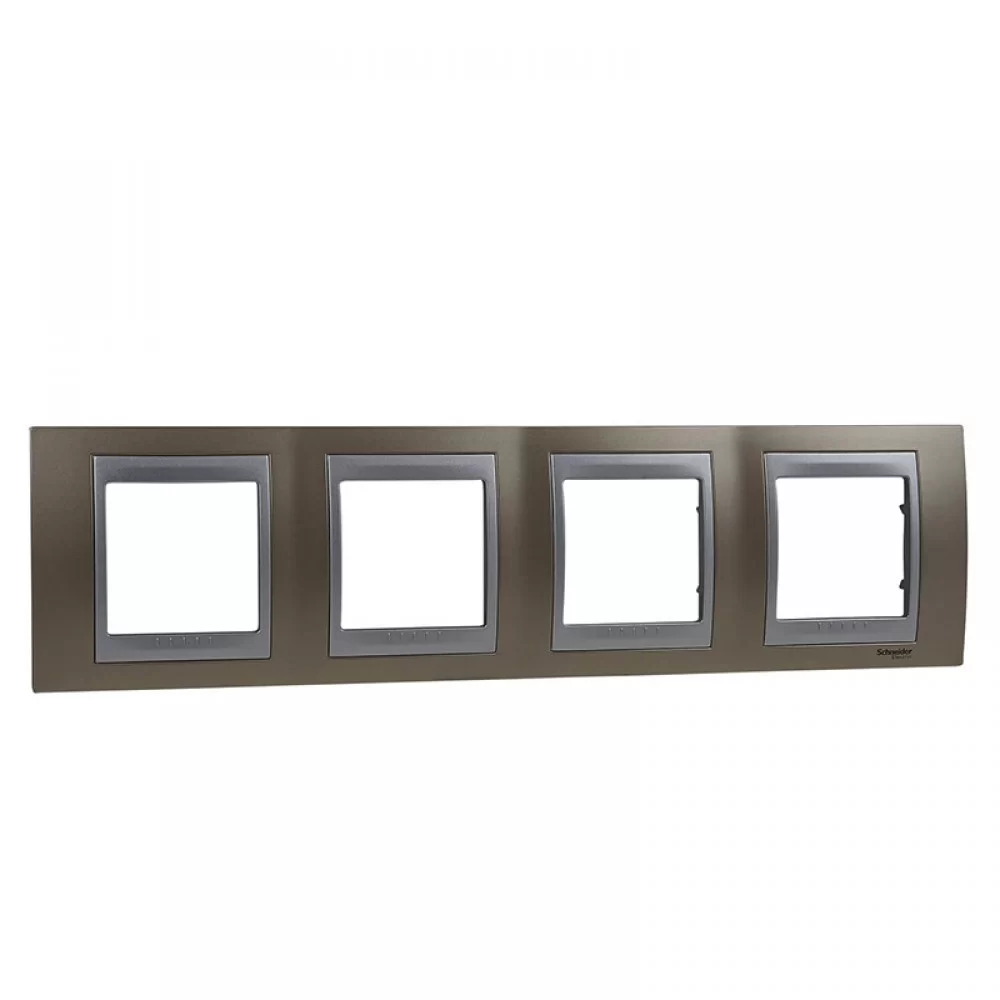 Декоративна рамка Unica Top четворна оникс/алуминий MGU66.008.096 SCHNEIDER ELECTRIC