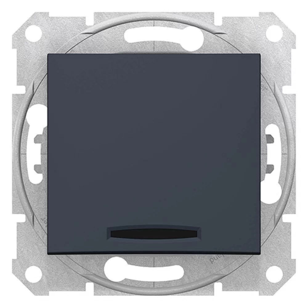 Единичен ключ с глим лампа графит (механизъм+монт. рамка) SDN1400170 SCHNEIDER ELECTRIC