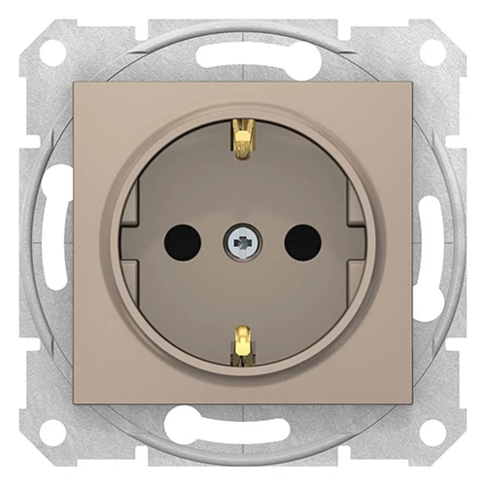 Контактен излаз Шуко титаний (механизъм+монт. рамка) SDN3000168 SCHNEIDER ELECTRIC
