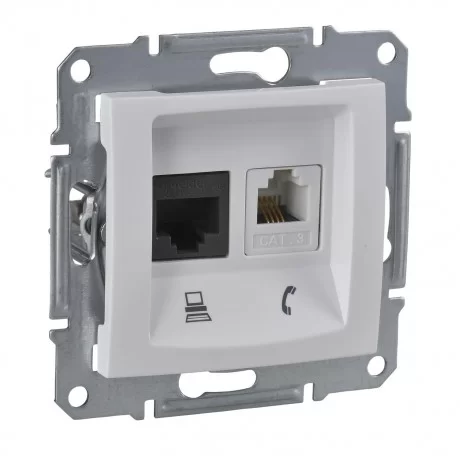 Розетка мрежова(интернет)/тел. RJ11 + RJ45 UTP кат.5е бял SDN5100121 SCHNEIDER ELECTRIC