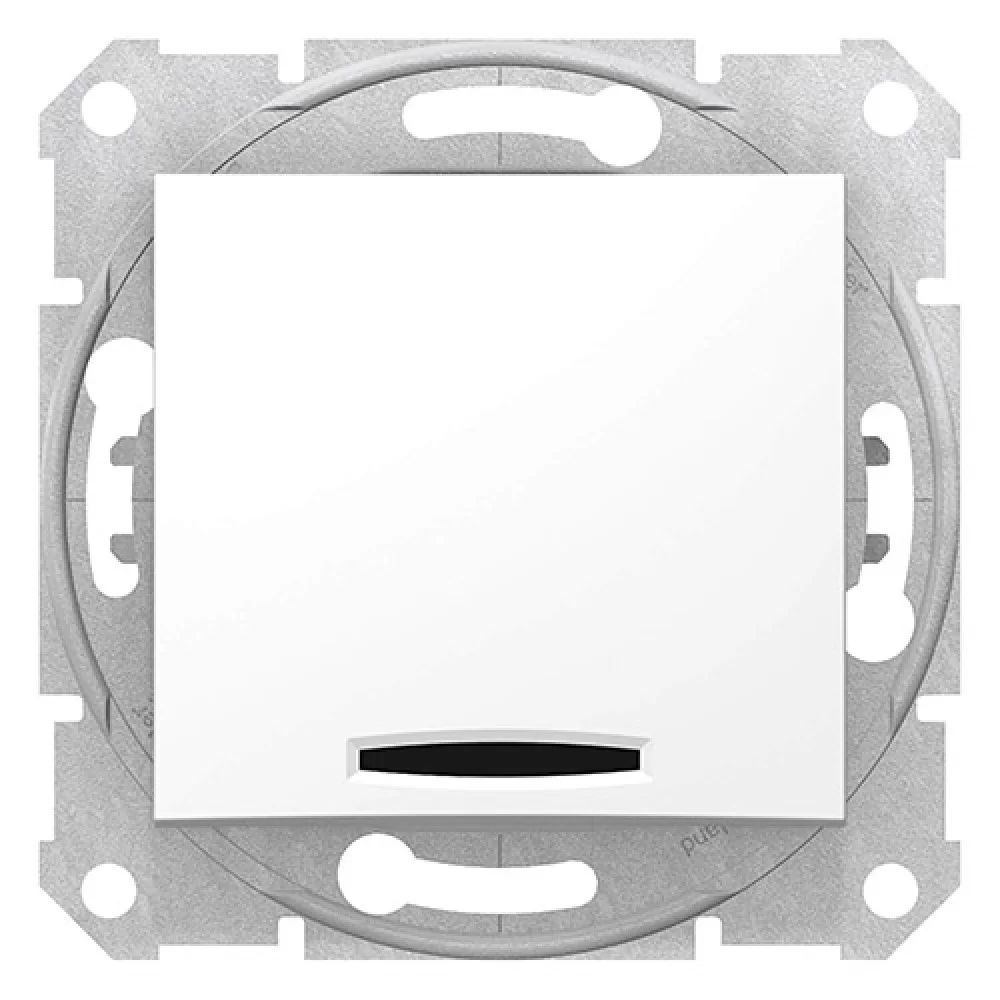 Кръстат ключ с глим лампа бял (механизъм+монт. рамка) SDN0501121 SCHNEIDER ELECTRIC