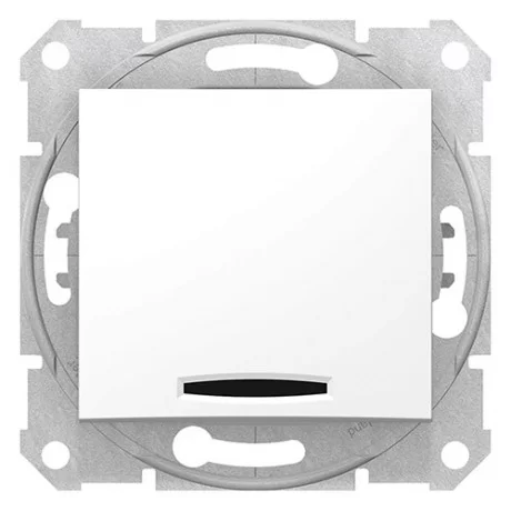 Кръстат ключ с глим лампа бял (механизъм+монт. рамка) SDN0501121 SCHNEIDER ELECTRIC